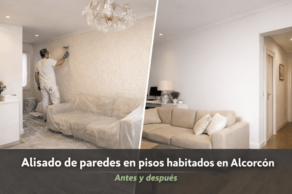 Alisado de paredes en pisos habitados en Alcorcón